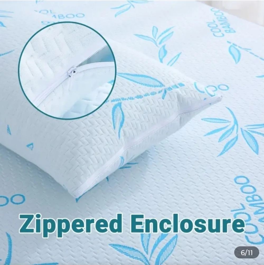 Queen Bamboo Cool White and Blue Pillowcase